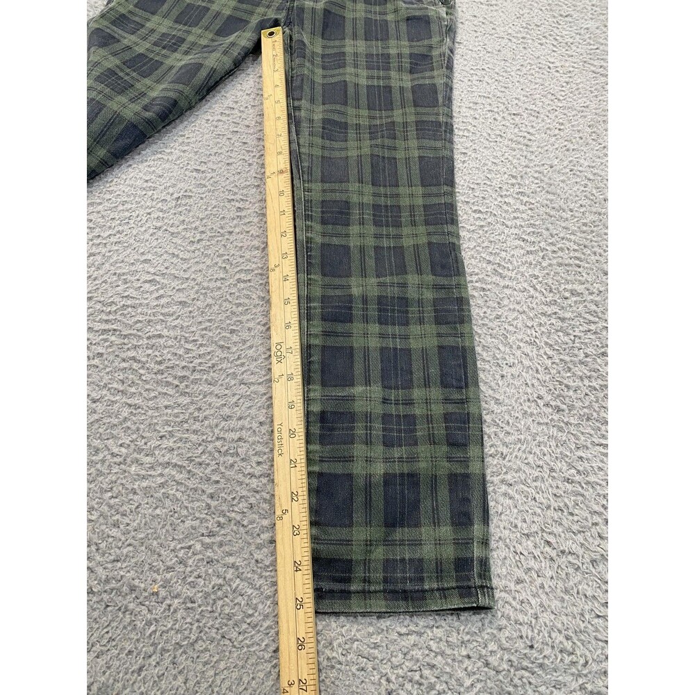 Free People Overalls Womens W 27 Green Plaid Denim Zip Pocket Utility Cropped - Picture 5 of 13